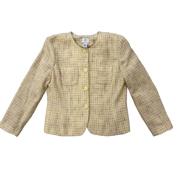 Emma James Yellow and Pink Tweed Blazer Size Petite 14 - Picture 1 of 6